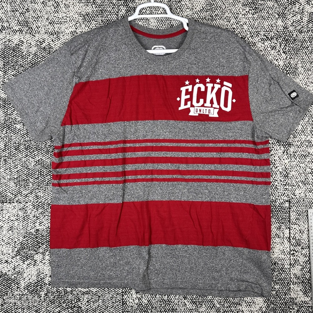 Ecko Unltd Short‎ Sleeve T Shirt Mens 2XL Striped Cotton Blend